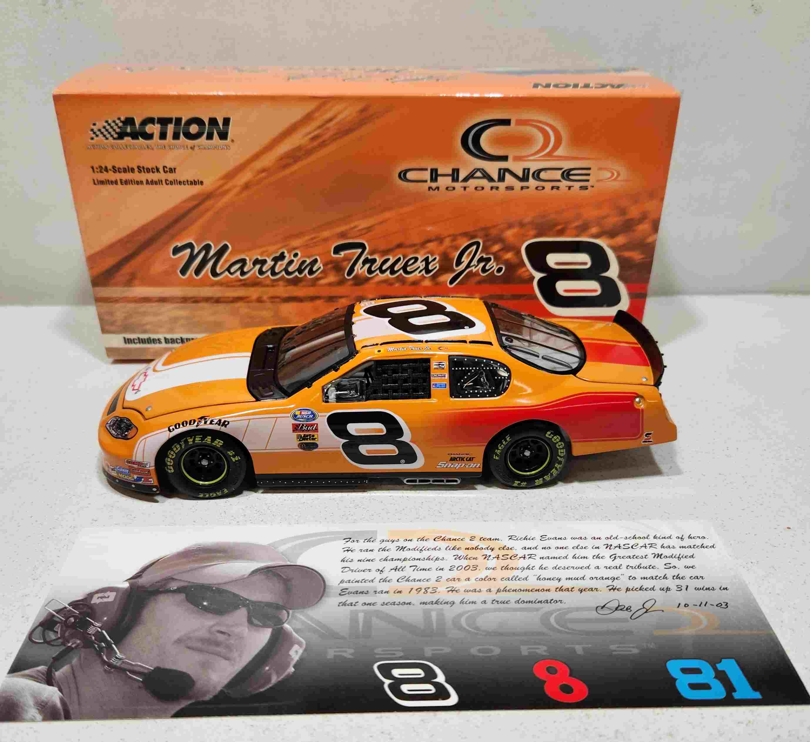 2003 Martin Truex Jr 1/24th Chance 2 "Richie Evans Tribute" Monte Carlo