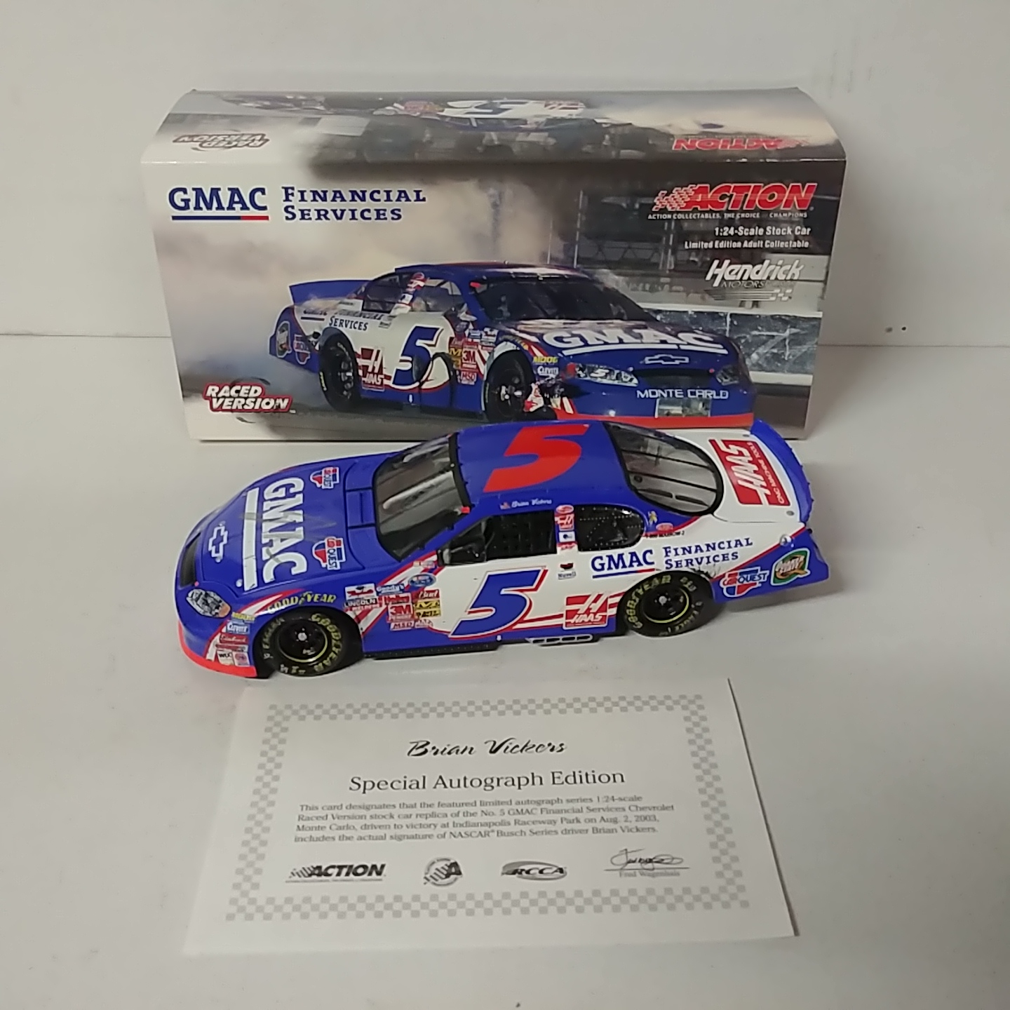 2003 Brian Vickers 1/24th GMAC "IRP Win""Busch Series" Autographed car