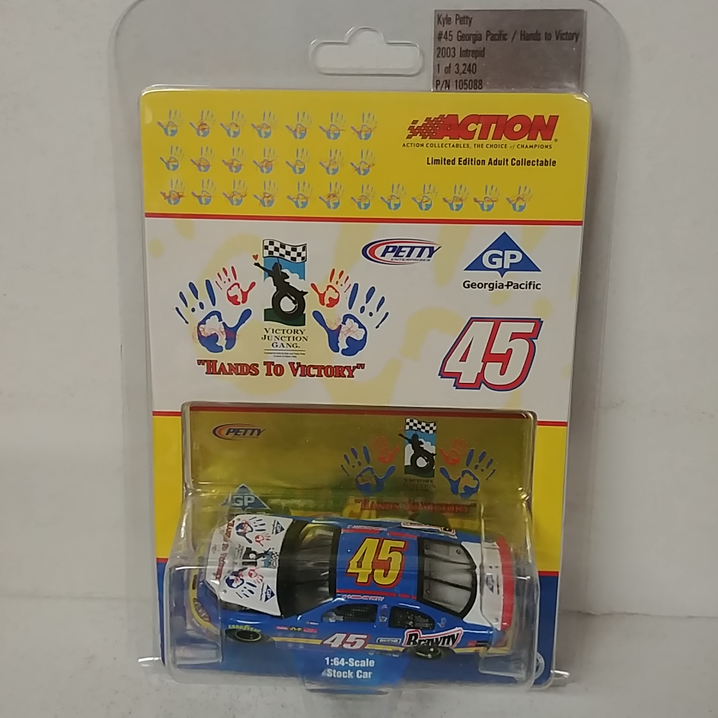 2003 Kyle Petty 1/64th Georgia Pacific "Hands To Victory" ARC hood open Monte Carlo