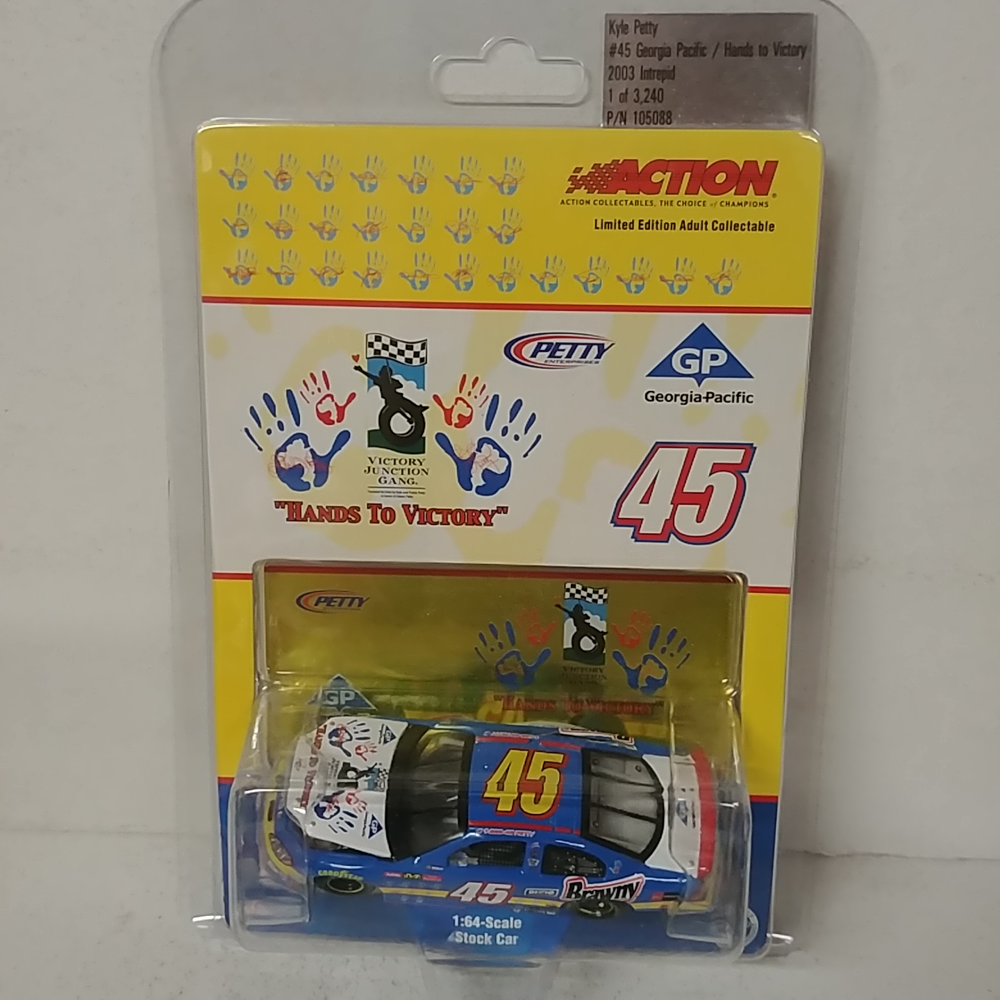 2003 Kyle Petty 1/64th Georgia Pacific "Hands To Victory" ARC hood open Intripid