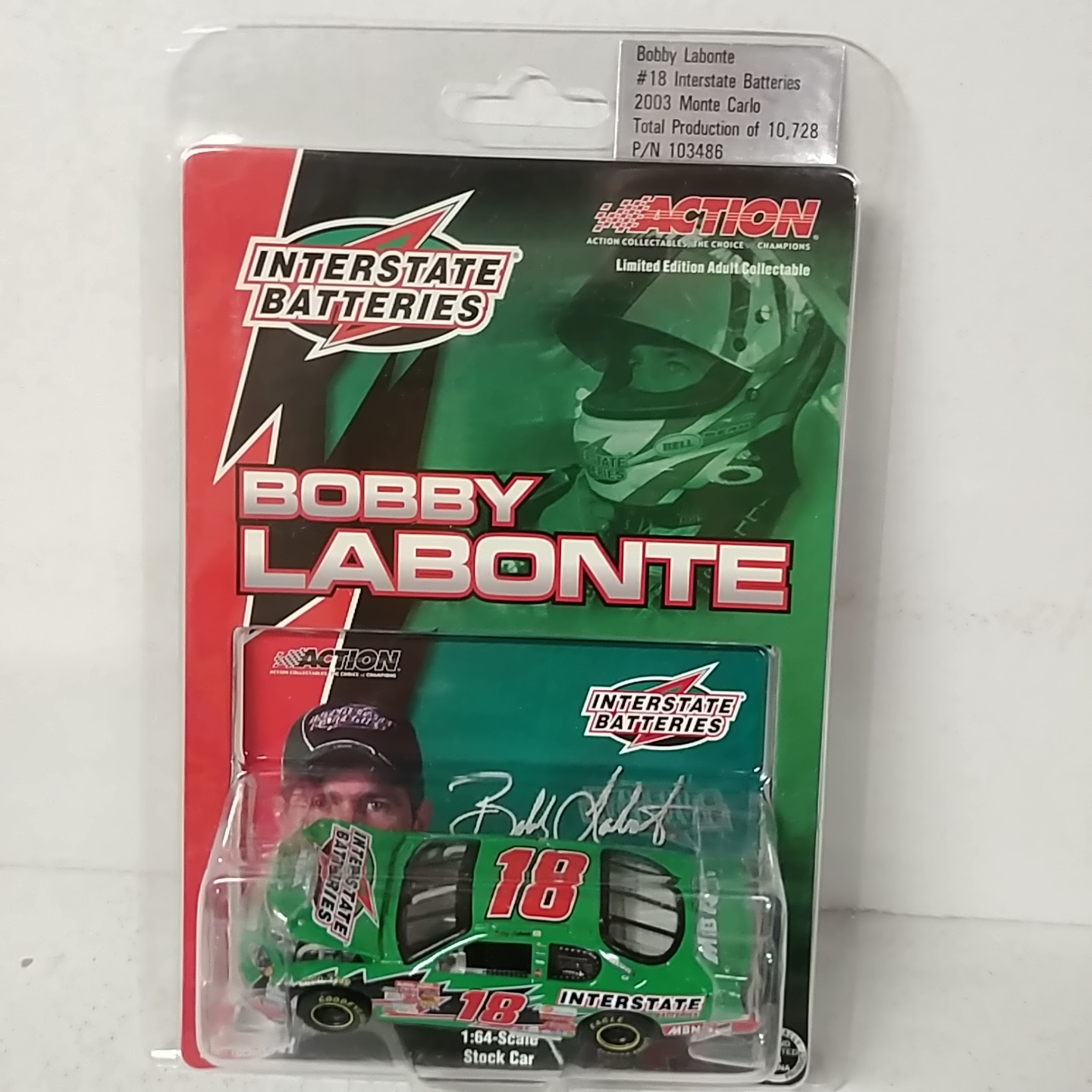 2003 Bobby Labonte 1/64th Interstate Batteries ARC hood open Monte Carlo