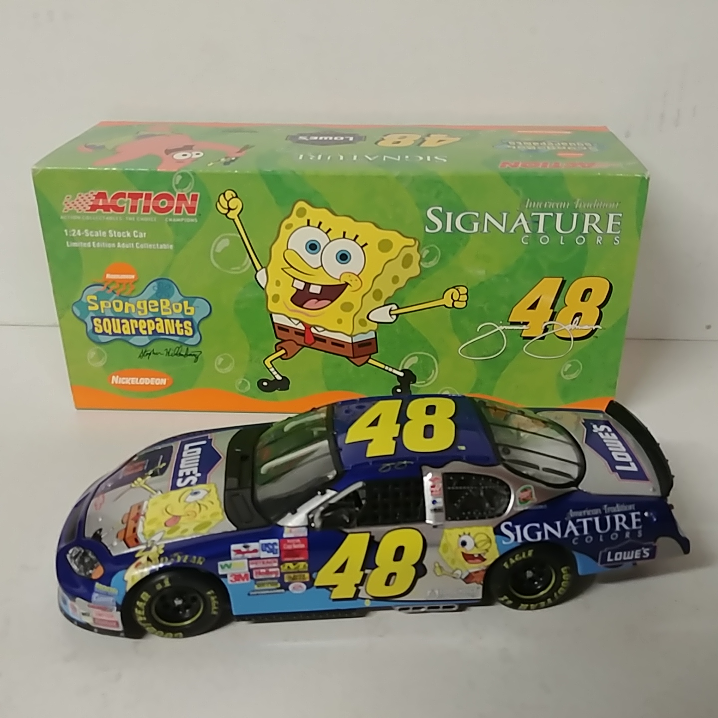 2003 Jimmie Johnson 1/24th Lowe's "Signature Colors Sponge Bob" c/w car