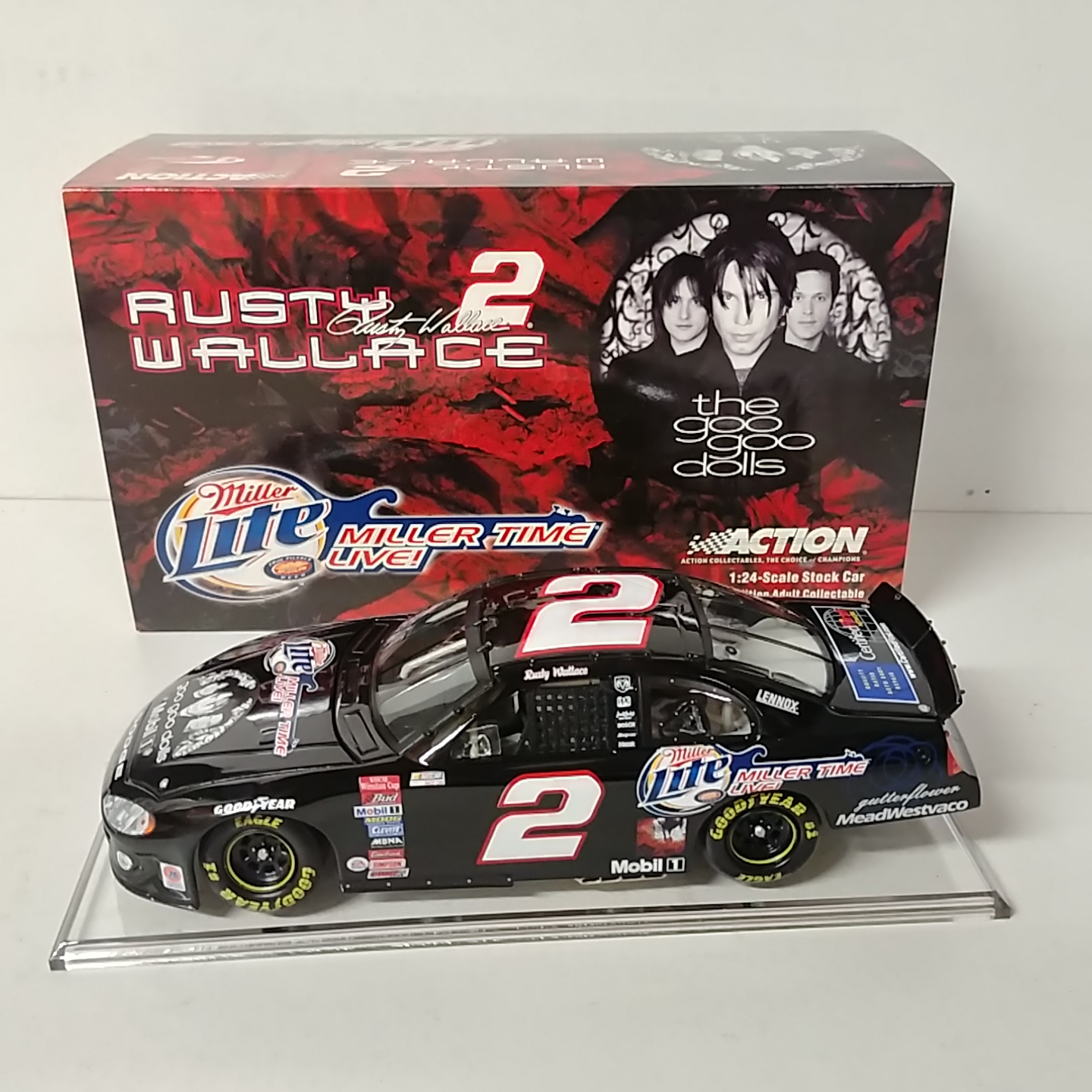 2003 Rusty Wallace 1/24th Miller Time Live/Goo Goo Dolls c/w car