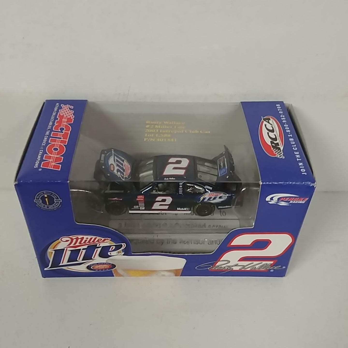 2003 Rusty Wallace 1/64th Miller Lite RCCA hood open car