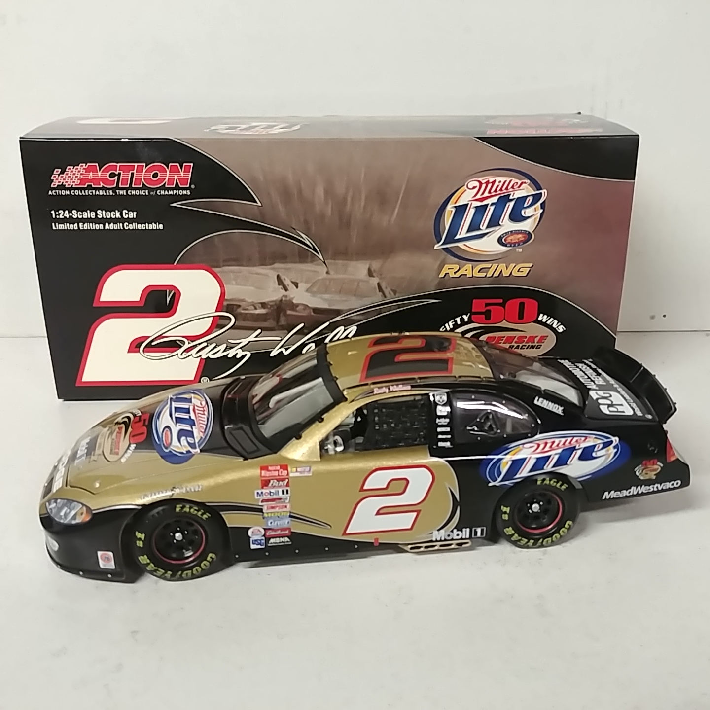 2003 Rusty Wallace 1/24th Miller Lite "Penske 50th Win" Dodge Intrepid c/w car