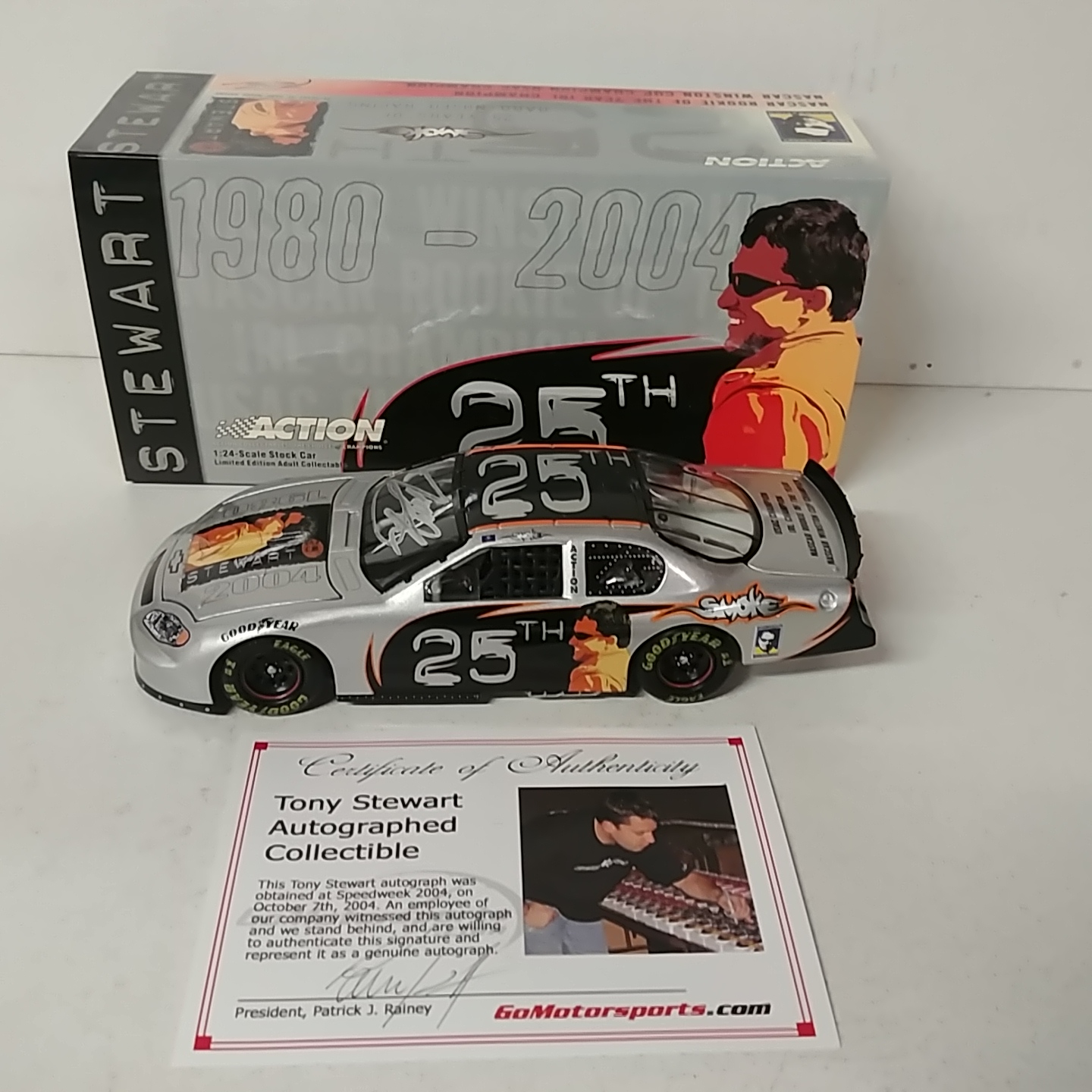 2004 Tony Stewart 1/24th 25 Years of Hard Nose Racing c/w car Autographed with COA