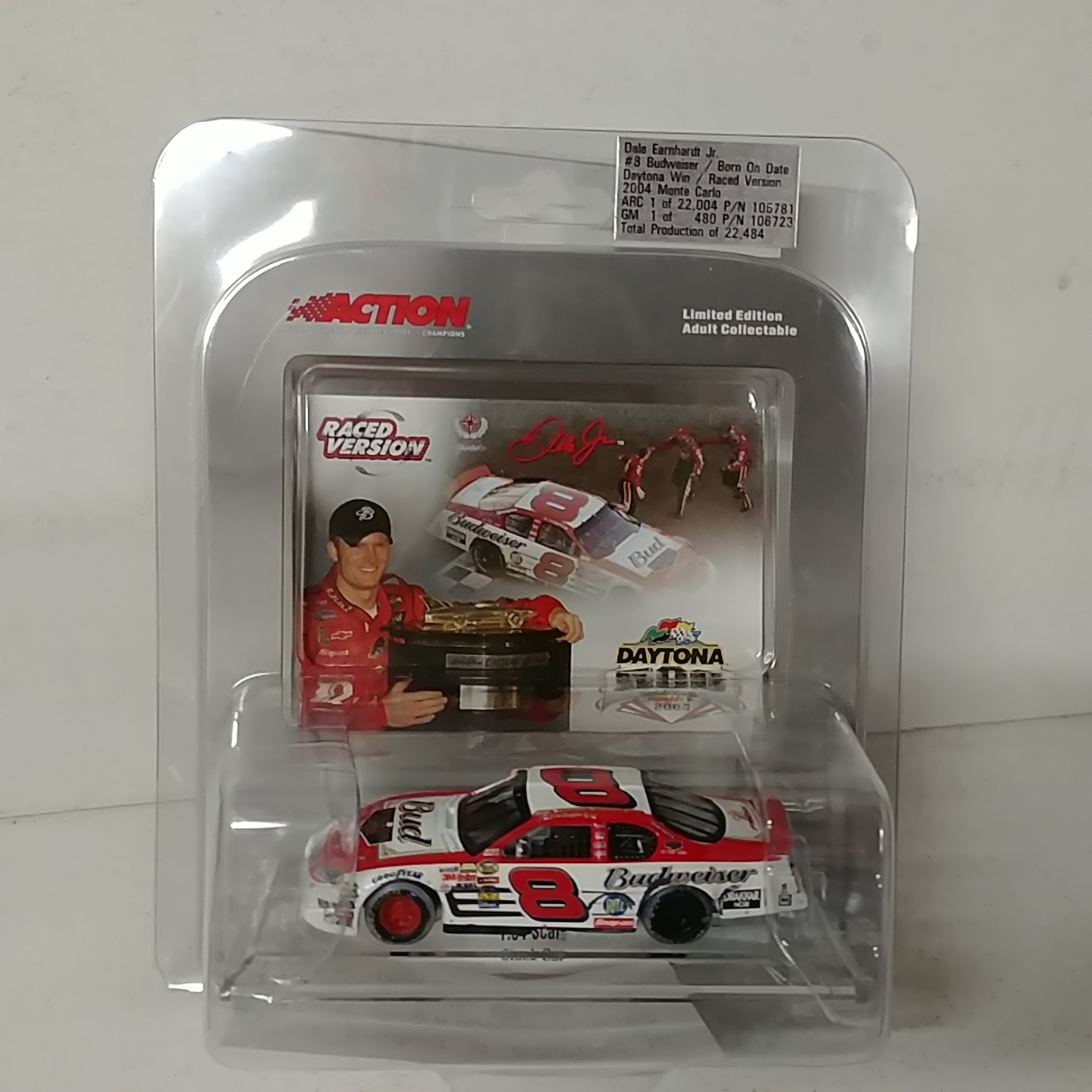 2004 Dale Earnhardt Jr 1/64th Budweiser Born on Date "Daytona 500 Win"  Monte Carlo