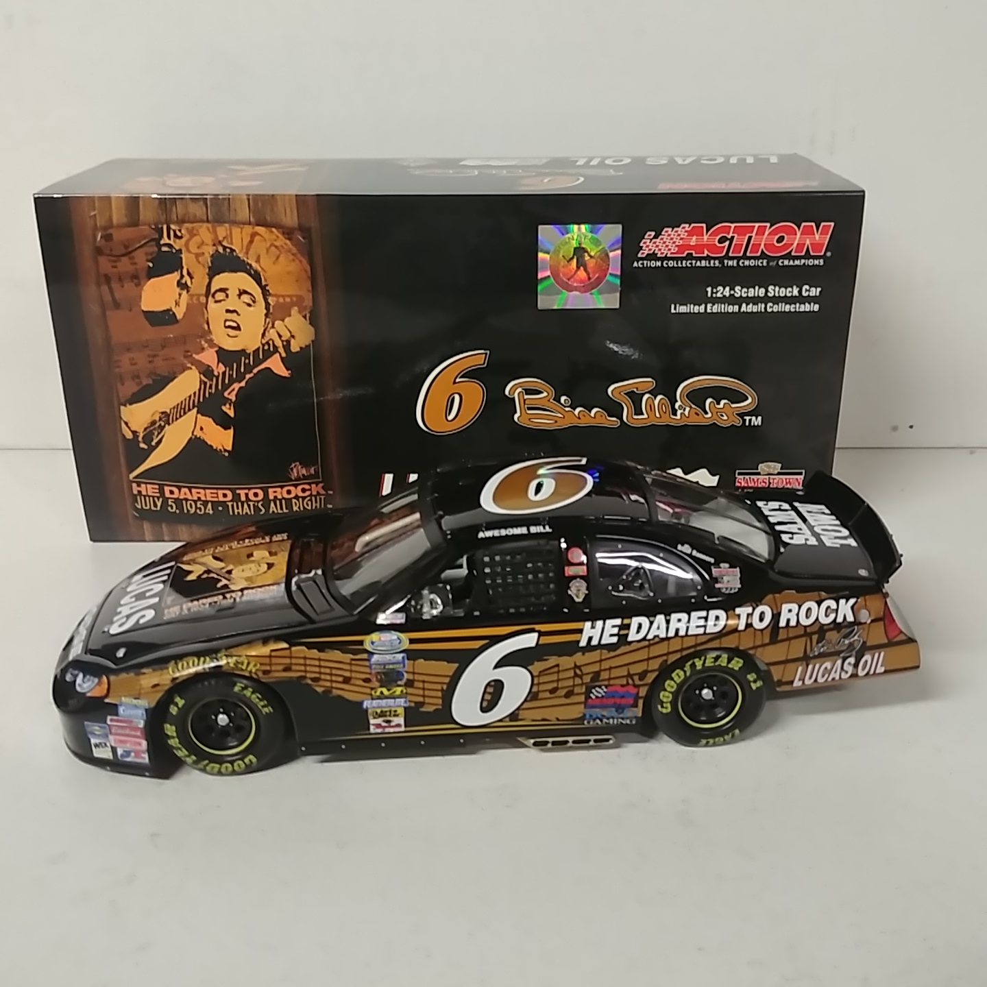 2004 Bill Elliott 1/24th Lucus Oil "Elvis Dared to Rock""Busch Series" c/w car