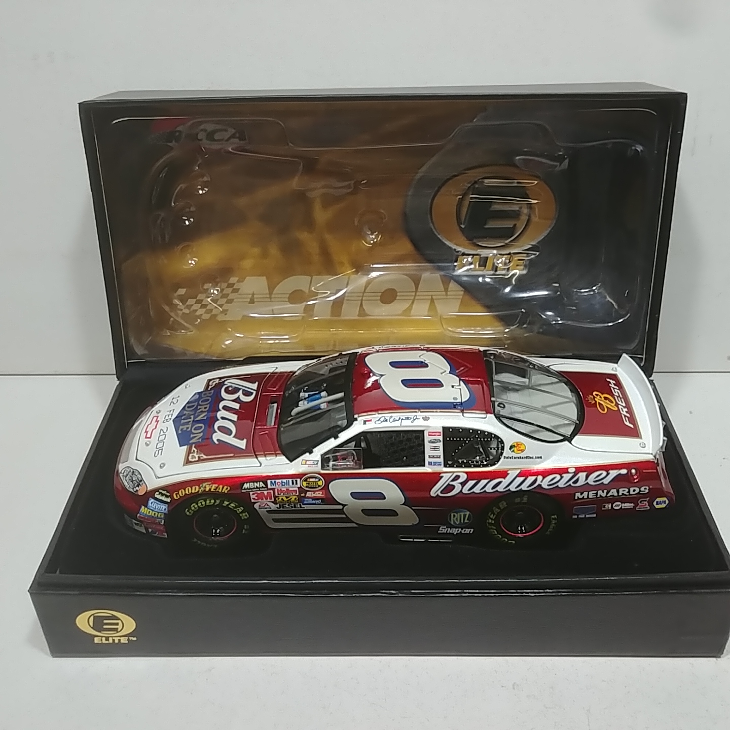 2005 Dale Earnhardt Jr 1/24th Budweiser/Born On Date 2/12/05 Bud Shootout Elite Monte Carlo