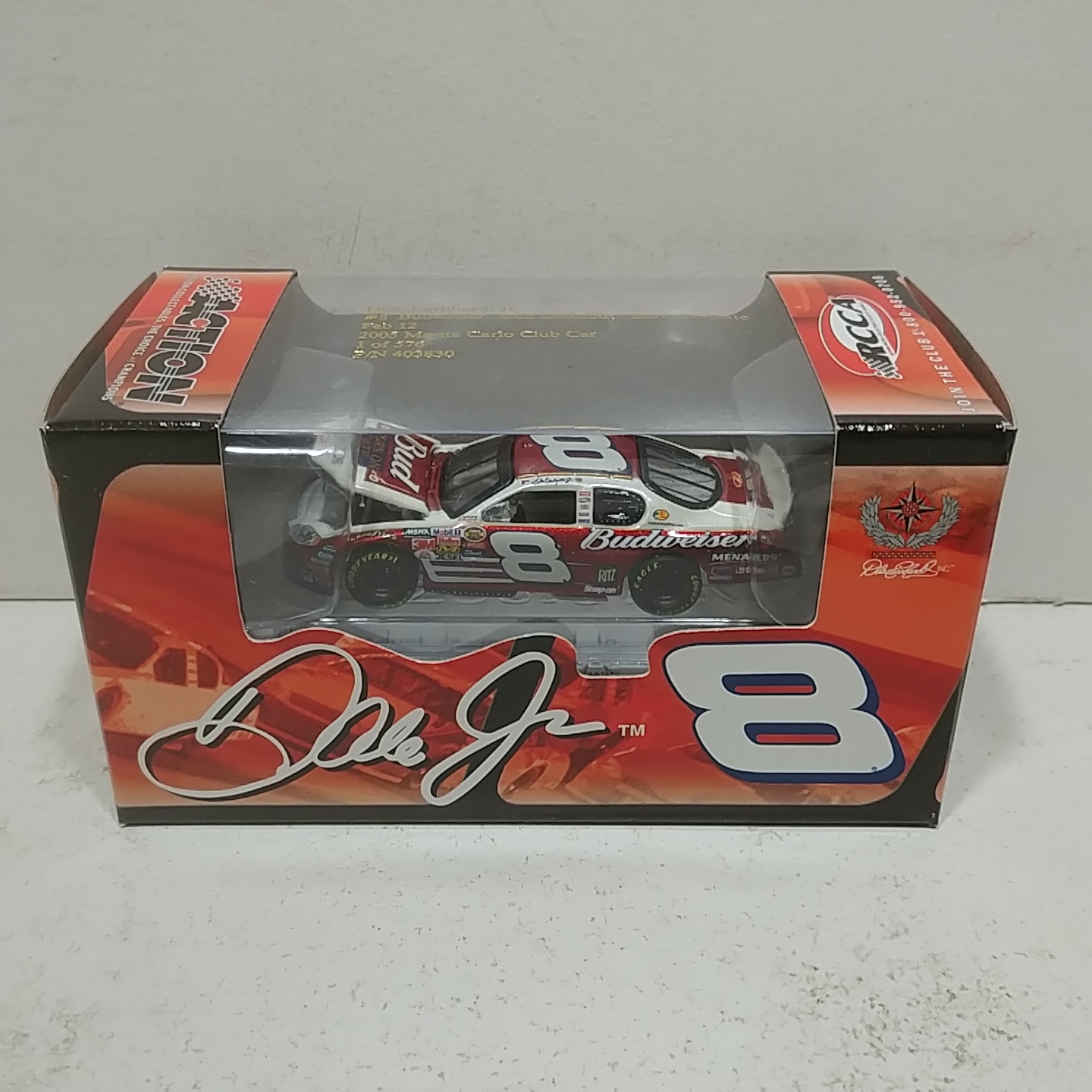 2005 Dale Earnhardt Jr 1/64th Budweiser "Born On Date Feb12" Hood Open Monte Carlo