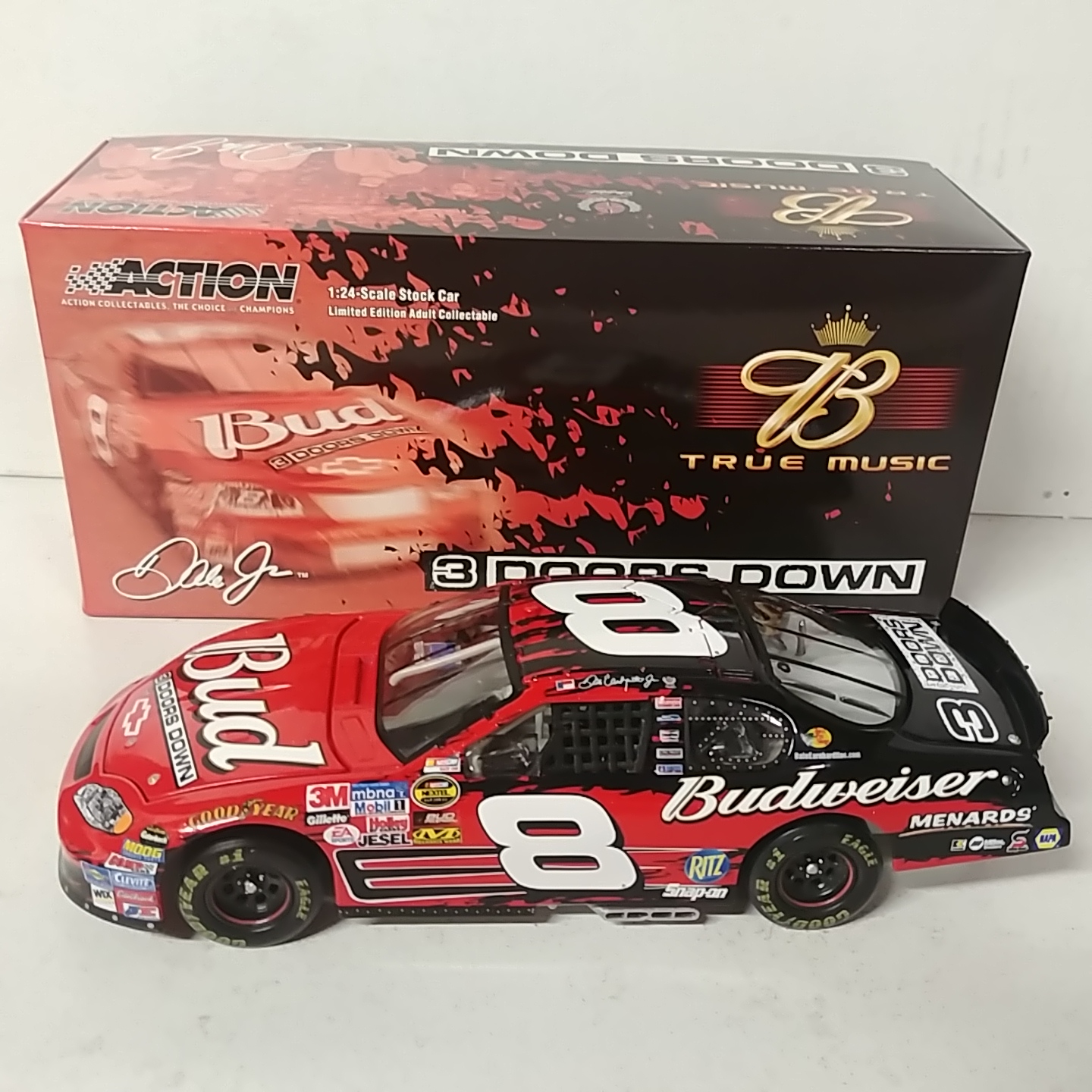 2005 Dale Earnhardt Jr 1/24th Budweiser "Chevy Rock and Roll" "3 Doors Down" c/w car