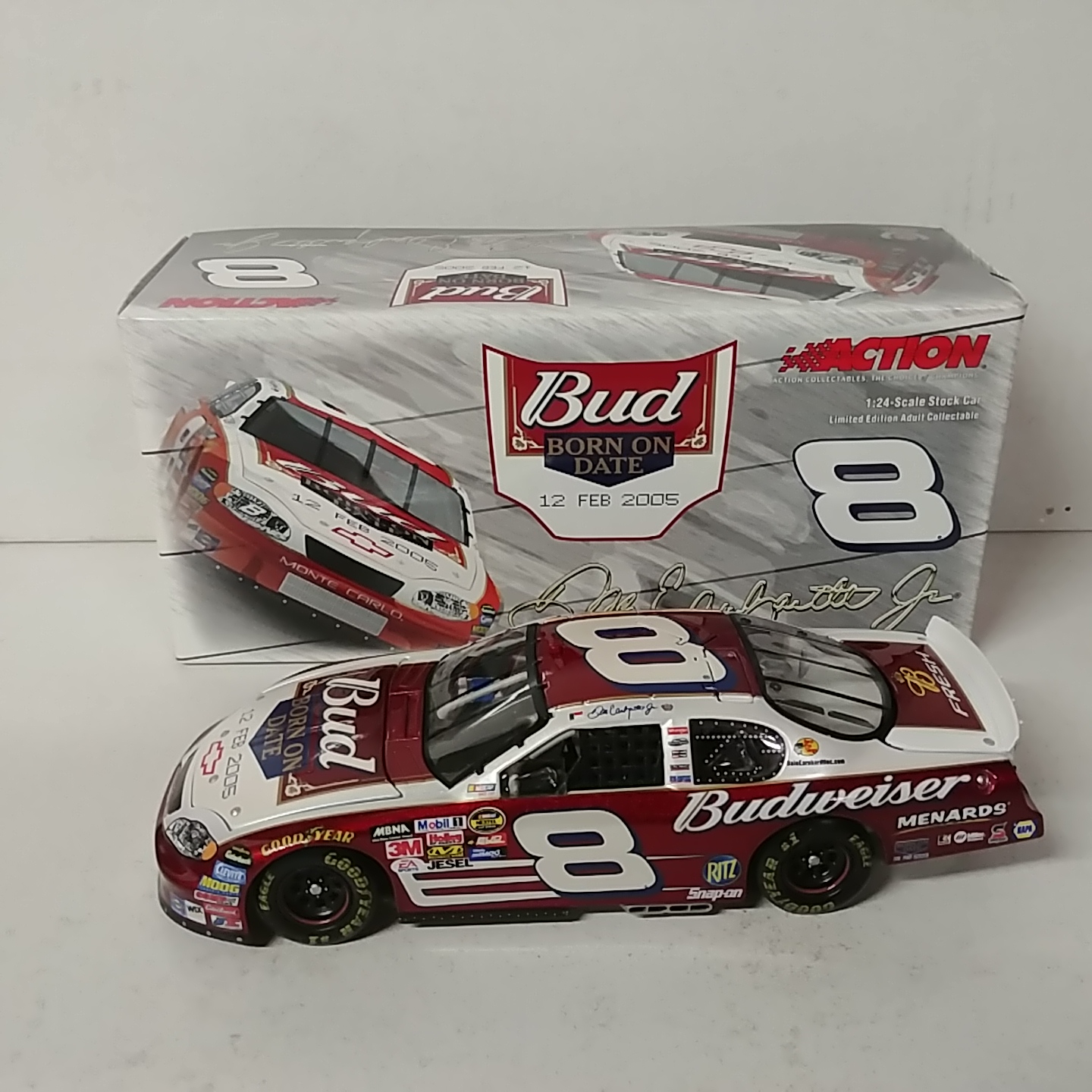 2005 Dale Earnhardt Jr 1/24th Budweiser "Born On Date" "Bud Shootout" c/w car