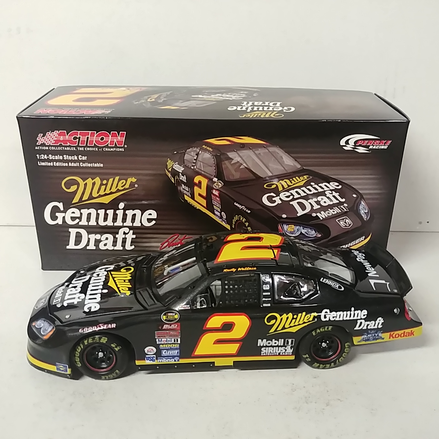 2005 Rusty Wallace 1/24th Miller Genuine Draft Retro "Black Pearl Finish" c/w car