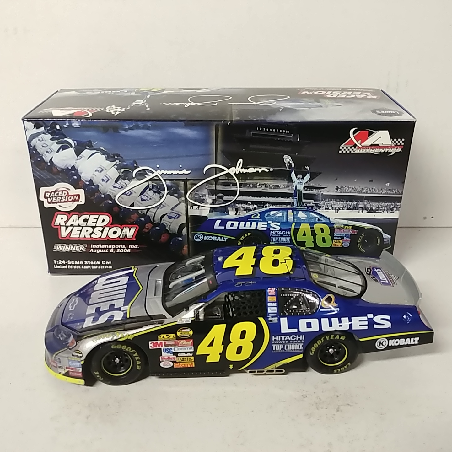 2006 Jimmie Johnson 1/24th Lowe's "Brickyard Win" c/w car
