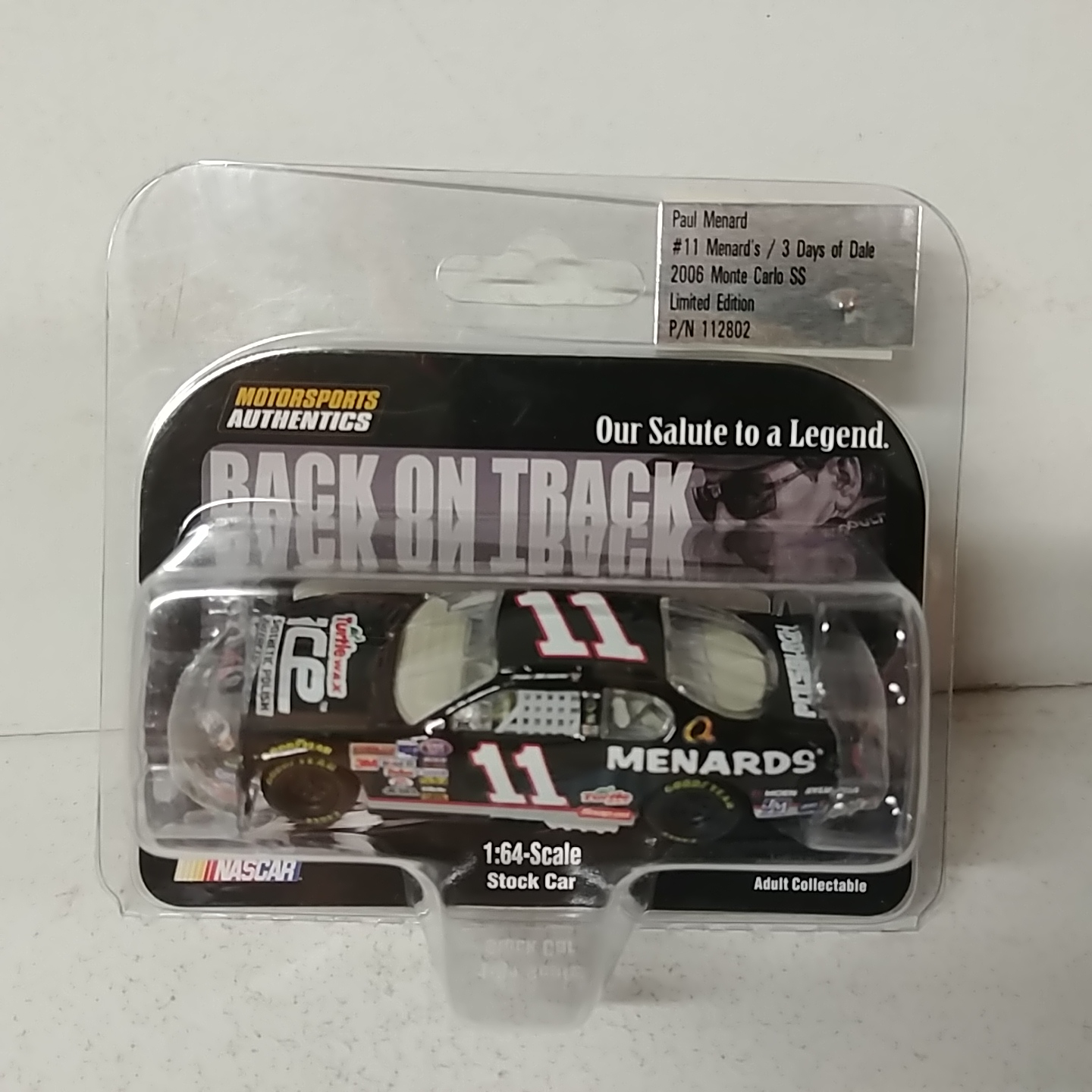 2006 Paul Menard 1/64th Menards "3 Days of Dale" Talladega Special AP Monte Carlo SS