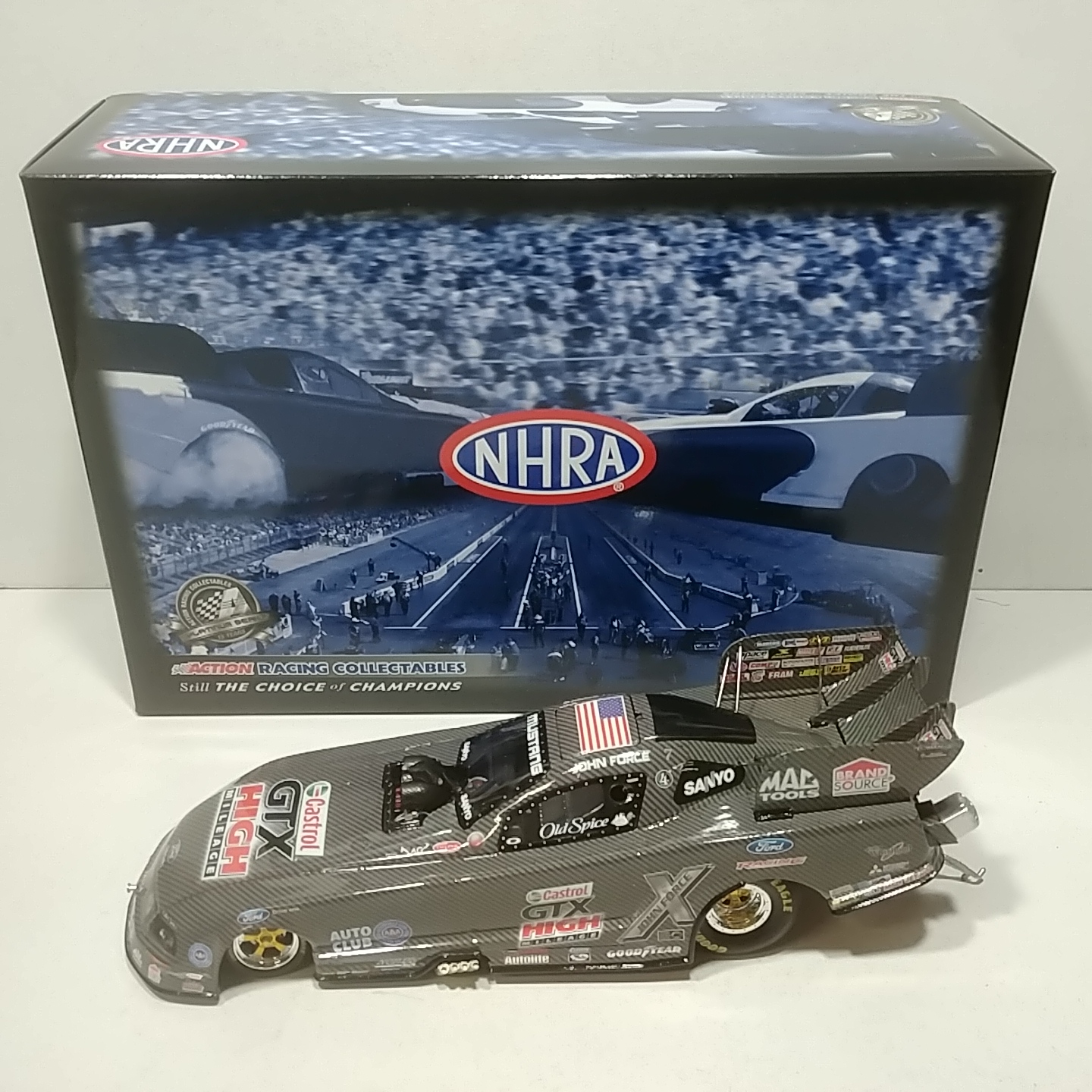 2008 John Force 1/24th GTX High Mileage "Carbon Fiber" Mustang Funny Car