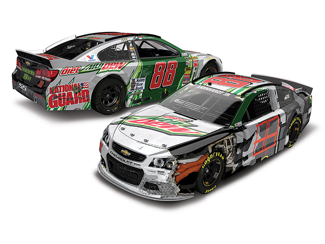 2014 Dale Earnhardt Jr 1/24th Diet Mountain Dew "Checkers or Wreckers" hood open Chevrolet SS