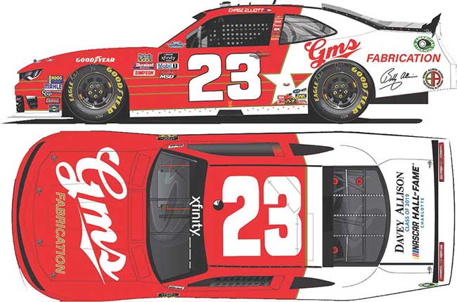 2018 Chase Elliott 1/24th GMS Fabrication "Darlington Throwback" "Xfinity Series" hood open Camaro