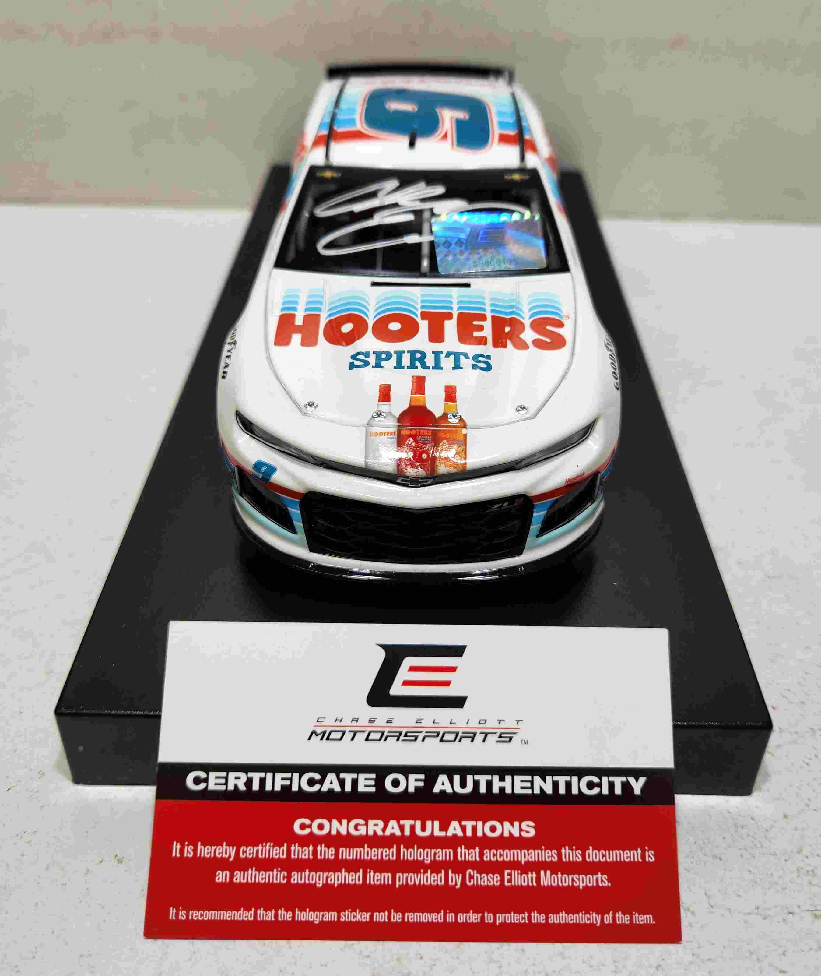 2019 Chase Elliott 1/24th Hooters Spirits "Autographed" hood open Camaro