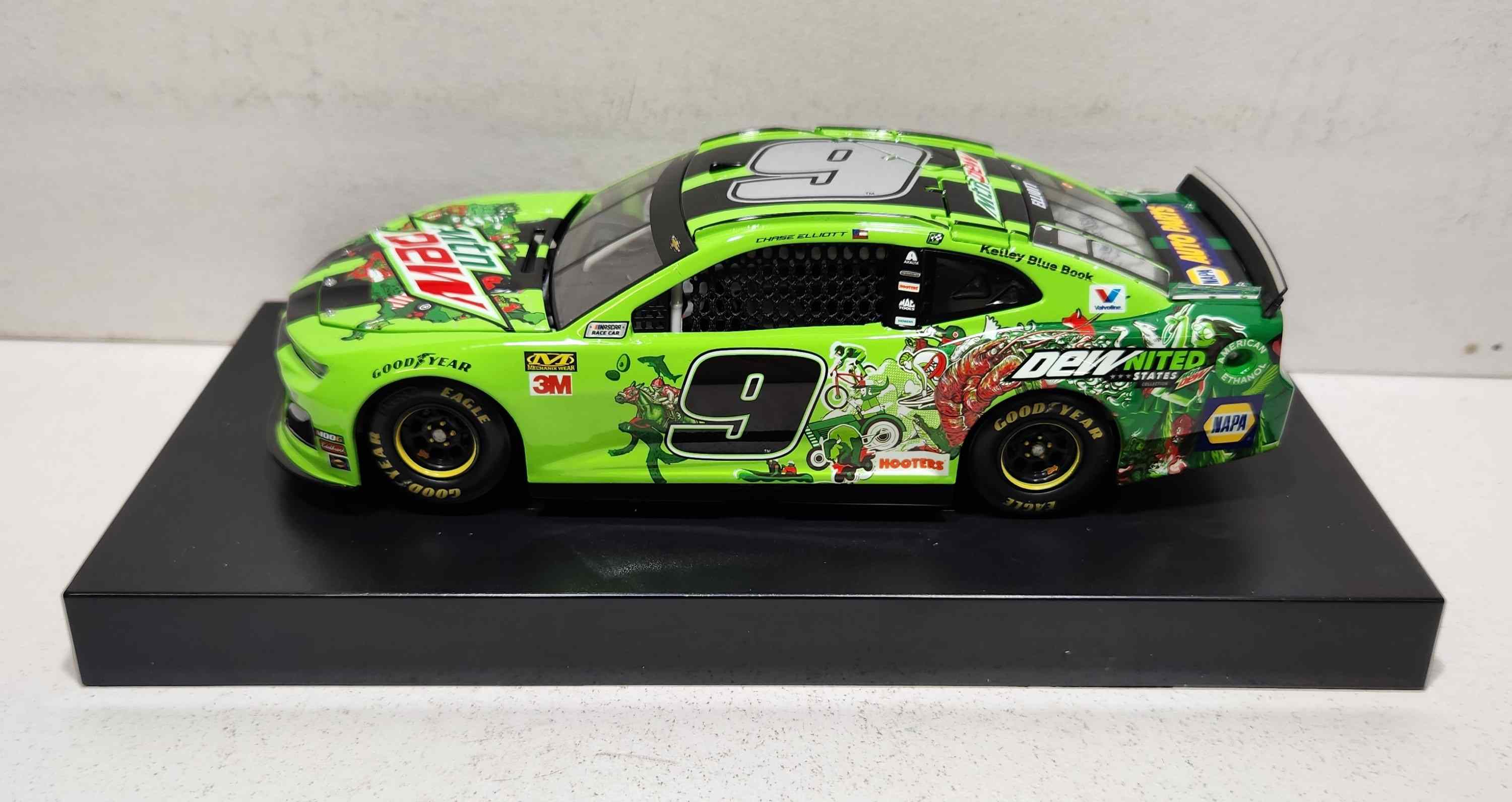 2019 Chase Elliott 1/24th Mountain Dew "DEWnited" hood open Camaro