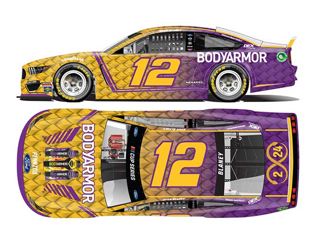 2020 Ryan Blaney 1/24th BodyArmor "Tribute" hood open Mustang