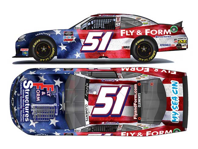 2020 Jeremy Clements 1/64TH  Fly & Form Structures "Patriotic""Xfinity Series" car