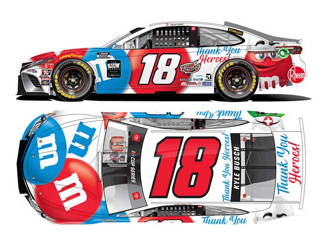 2020 Kyle Busch 1/24th M&M's "Thank You Heros" hood open Camry