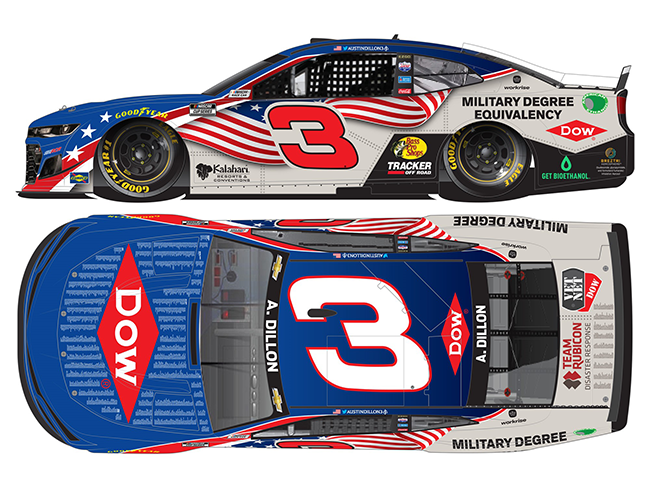 2021 Austin Dillon 1/64th DOW "Salutes Veterans" car