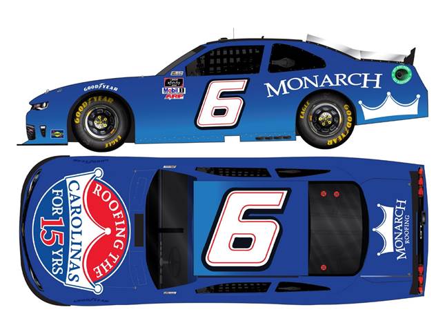 2022 Ryan Vargas 1/64th Monarch Roofing "Darlington Throwback" "Xfinity Series" car