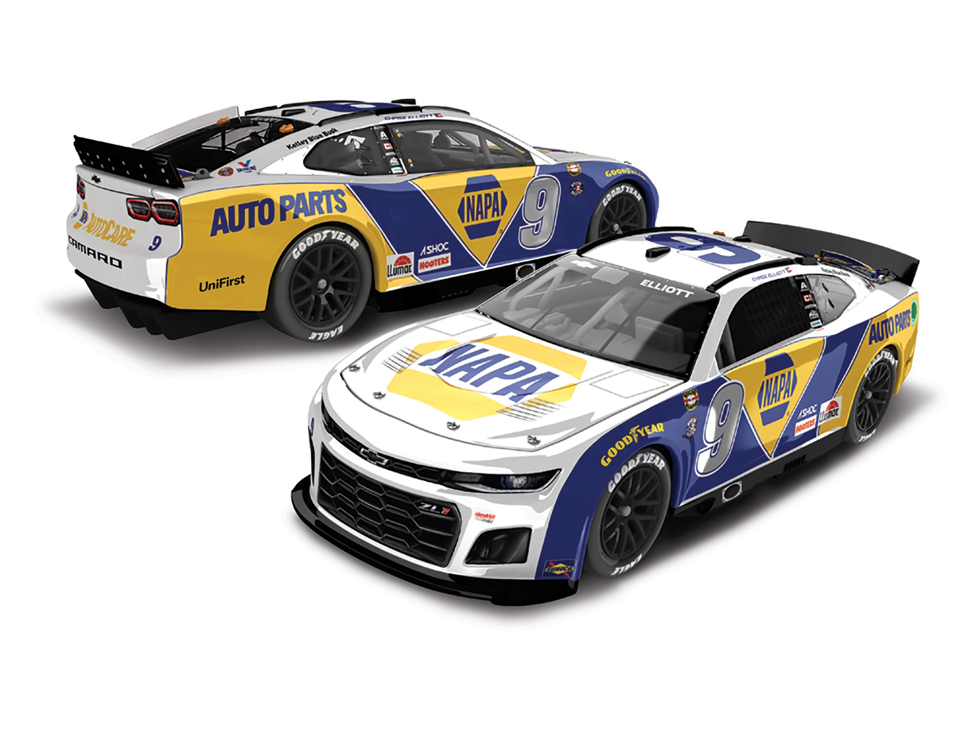 2022 Chase Elliott 1/24th NAPA "Darlington Throwback "Next Gen" hood open Camaro