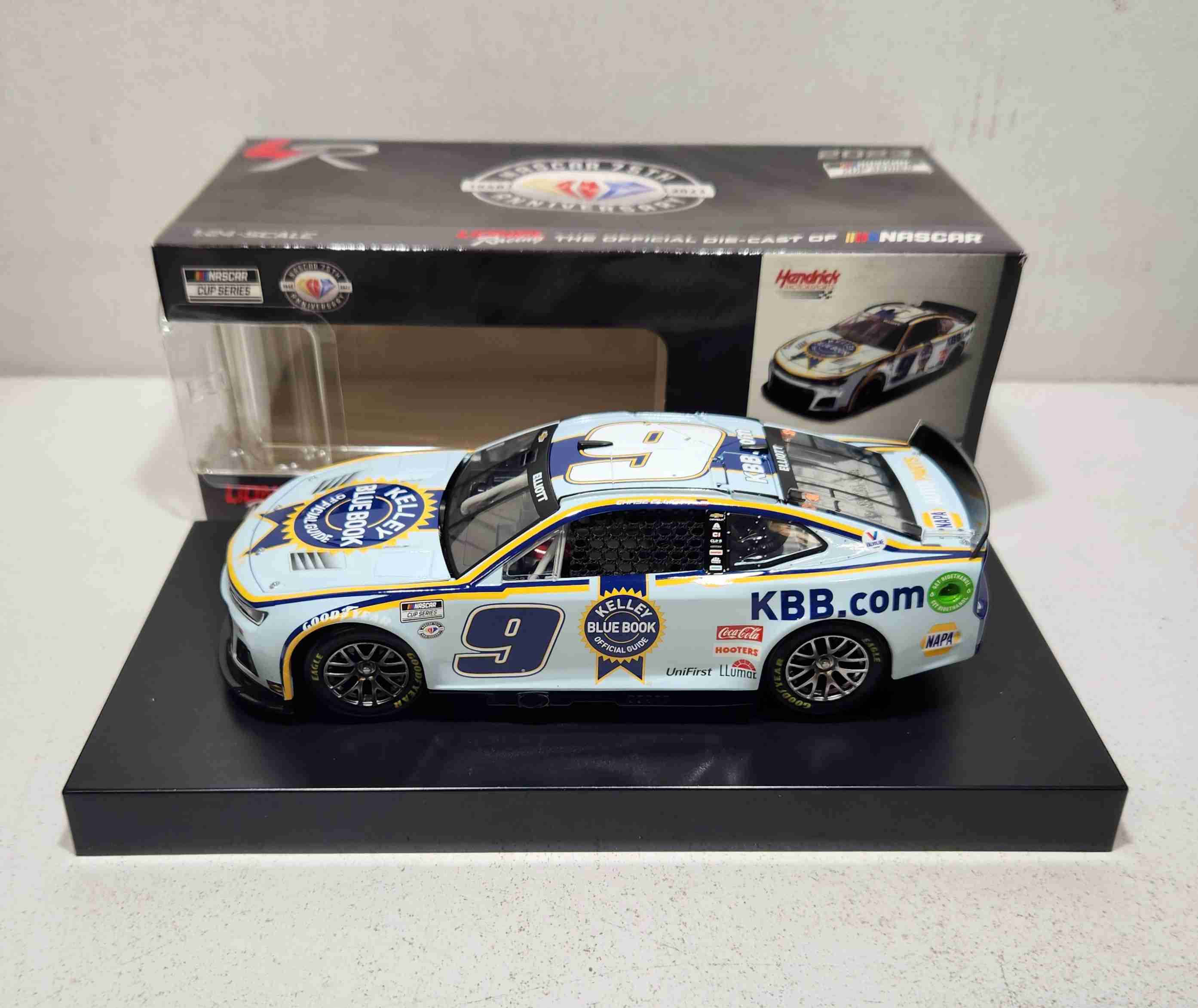 2023 Chase Elliott 1/24th Kelley Blue Book hood open Camaro