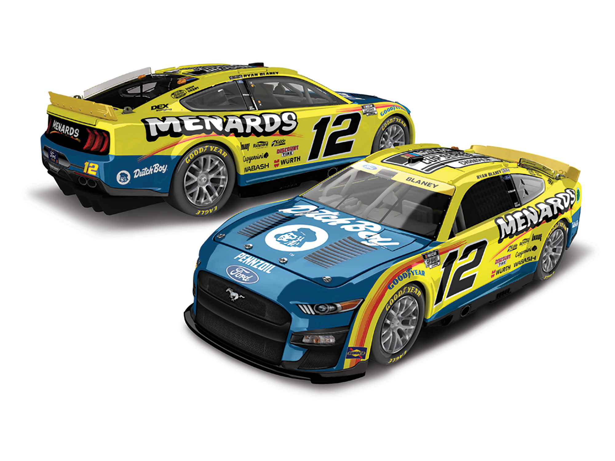 2023 Ryan Blaney 1/24th Menards "NASCAR Cup Series Champion" Elite Mustang