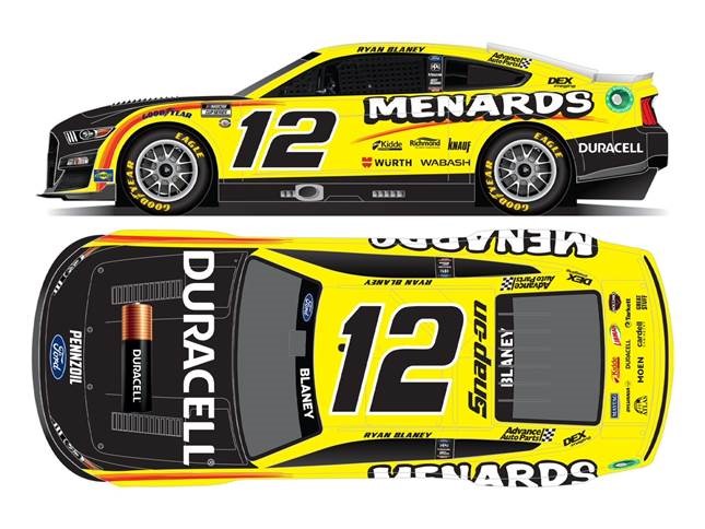 2023 Ryan Blaney 1/24th Menards Duracell hood open Mustang