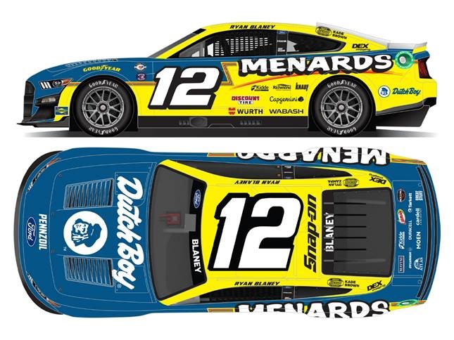 2023 Ryan Blaney 1/64th Menards Dutch Boy "Darlington Throwback" Mustang