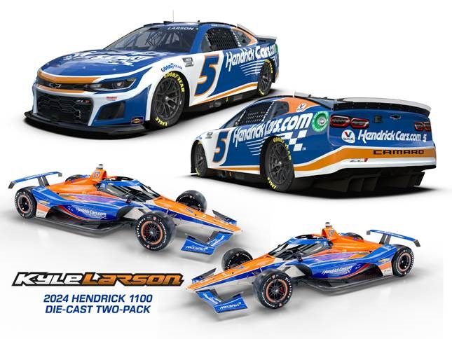 2024 Kyle Larson 1/24th 1/18th HendrickCars "1100" hood open Camaro and Indy Car Set