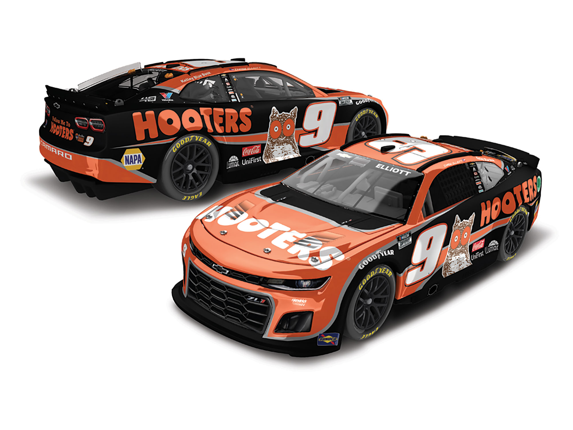 2024 Chase Elliott 1/24th Hooters hood open Camaro