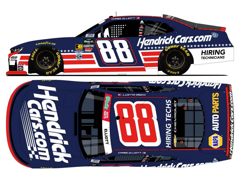 2026 Chase Elliott 1/64th HendrickCars.com "Patriotic""O'Reilly Auto Part Series" Chevrolet