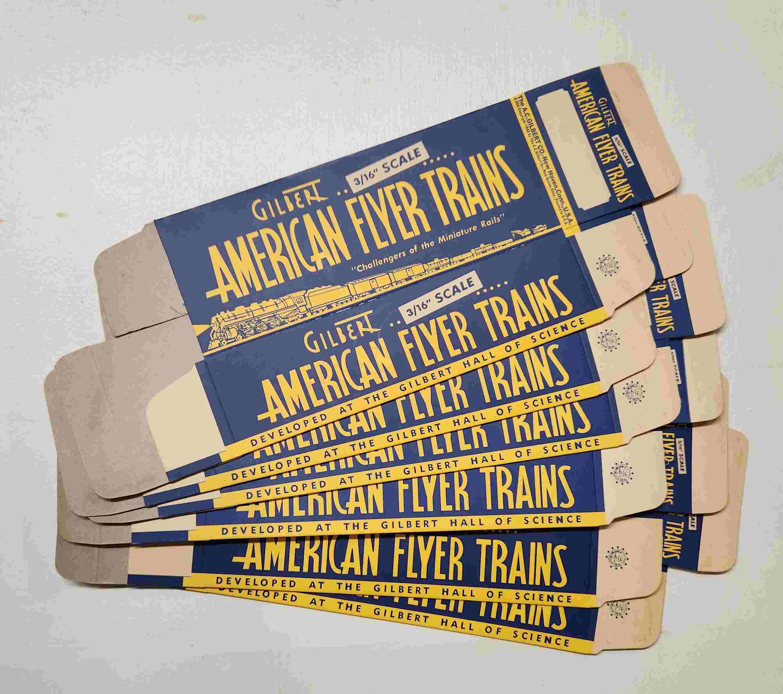 American Flyer Reproduction Postwar 8 1/4" Car Box Set of 6