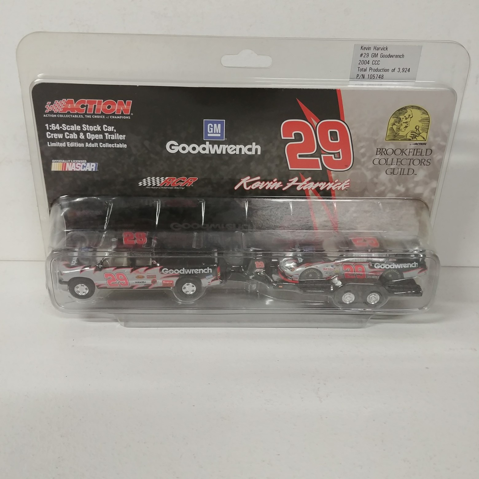 2004 Kevin Harvick 1/64th Goodwrench Crew Cab & Open Trailer w/stock car