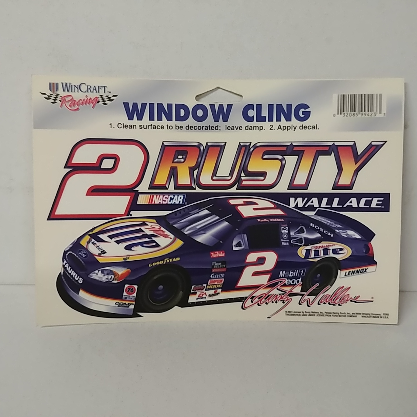 2001 Rusty Wallace Miller Lite window cling