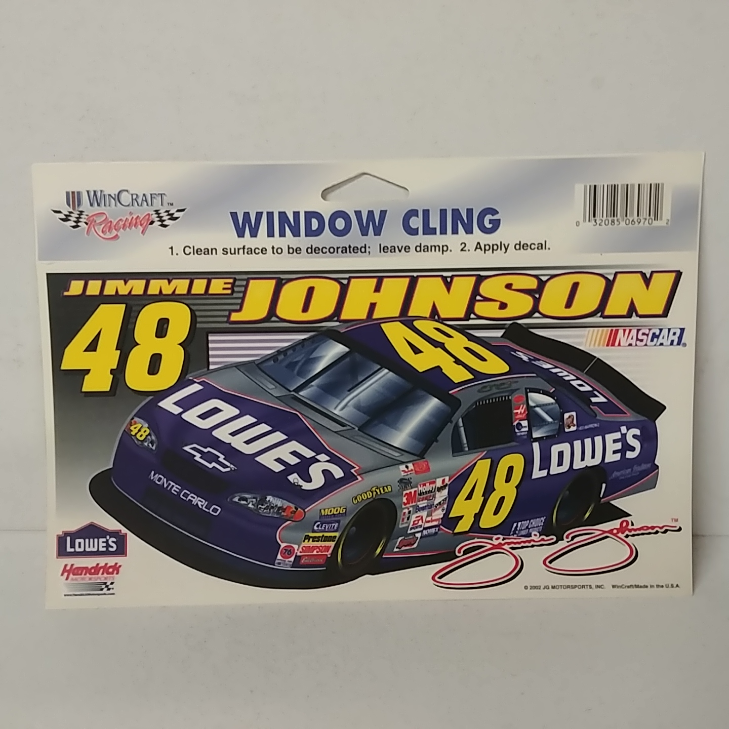 2002 Jimmie Johnson Lowes static decal
