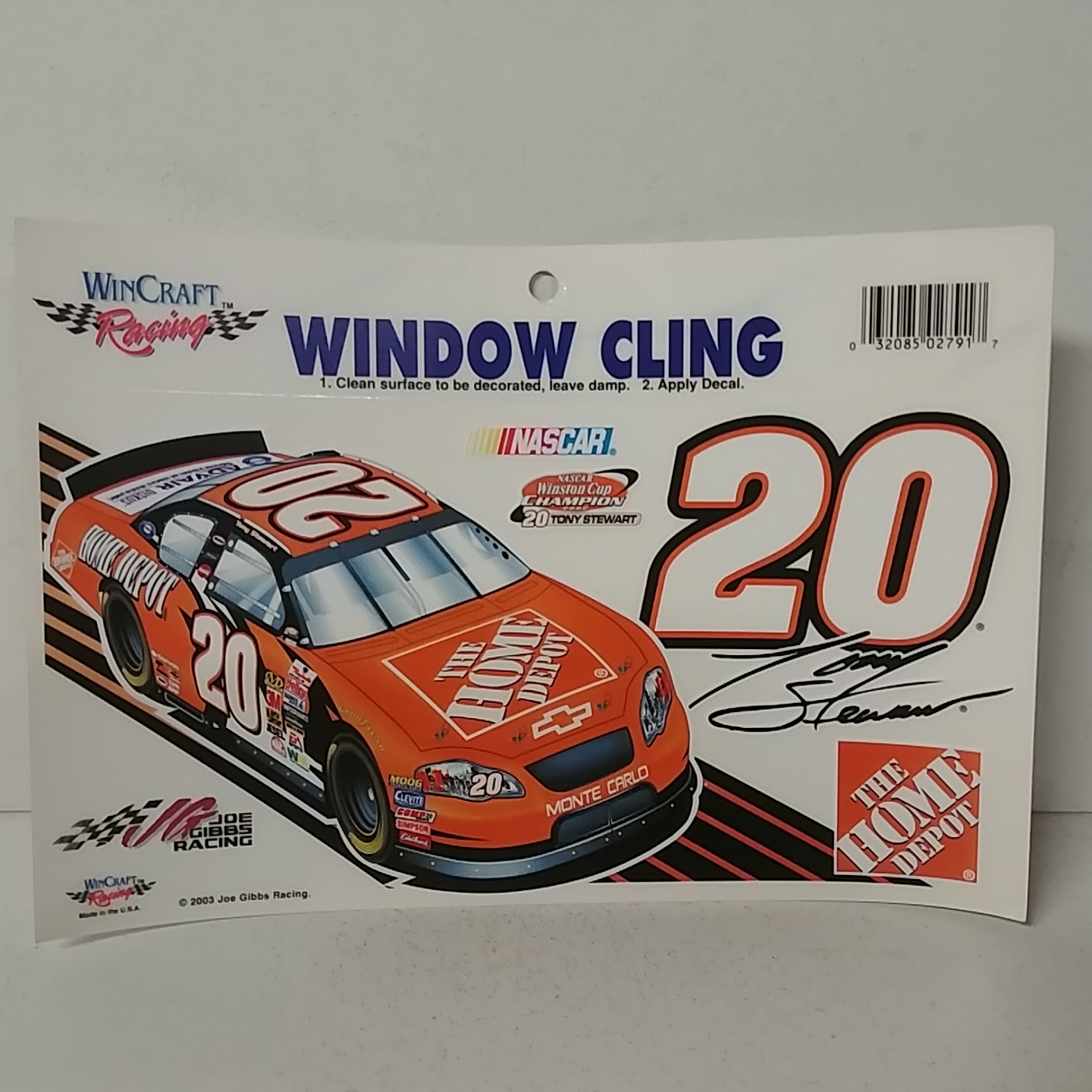 2003 Tony Stewart Home Depot Window Cling