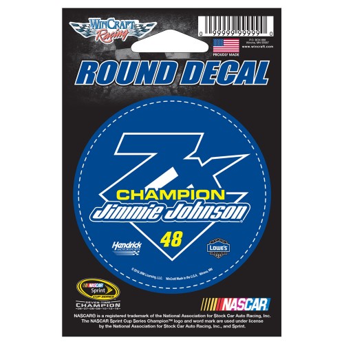 2016 Jimmie Johnson Lowe's 7-Time Champion 3" round decal