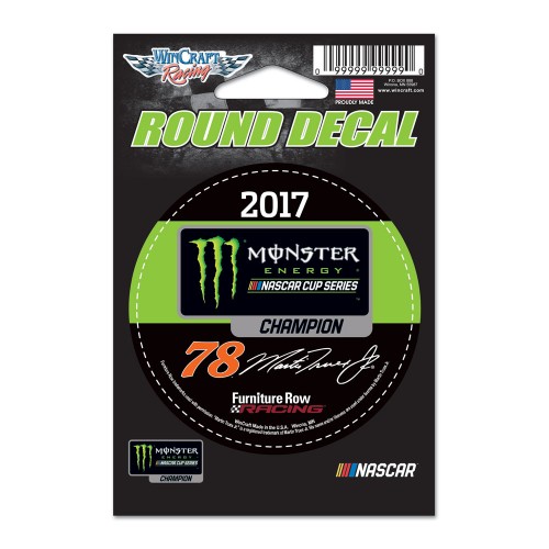 2017 Martin Truex Jr Monster Energy Cup Champion 3" round decal