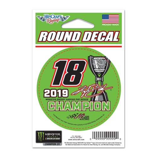 2019 Kyle Busch Monster Energy Series Champion 3" round decal