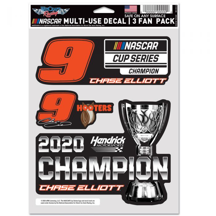 2020 Chase Elliott Hooters "NASCAR Cup  Champion" Multi Use 3 pack decals