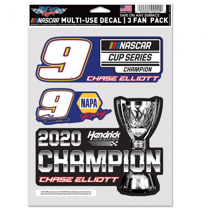 2020 Chase Elliott NAPA "NASCAR Cup Champion" Multi Use 3 pack decals