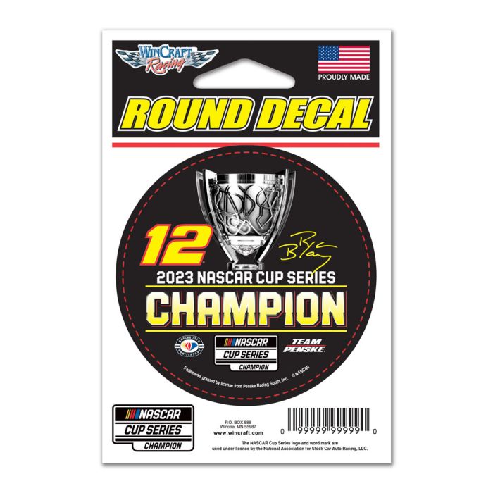 2023 Ryan Blaney Menards "Nascar Series Champion" 3" round decal
