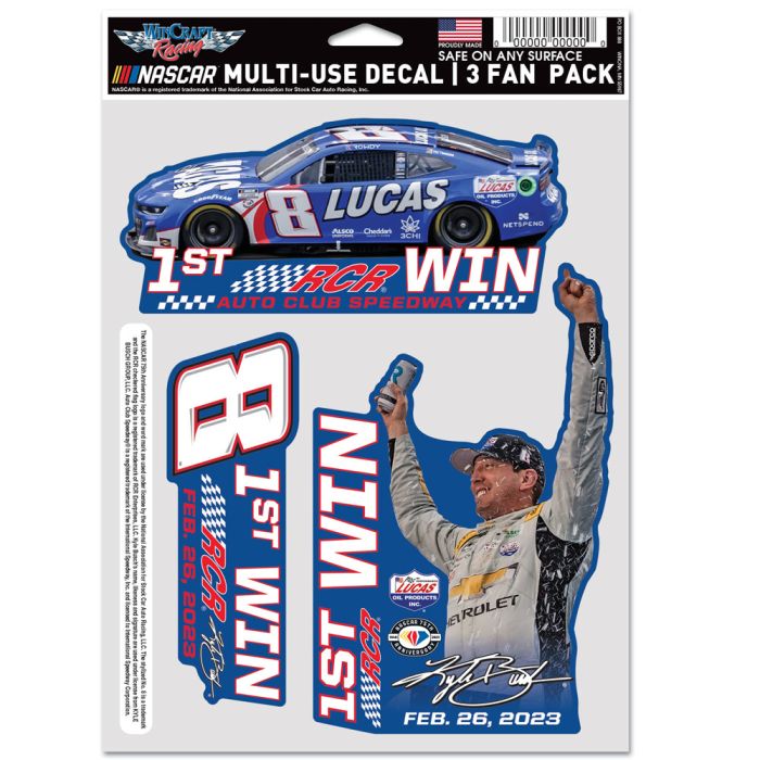 2023 Kyle Busch Lucas "1st Win RCR" 3 pack decal