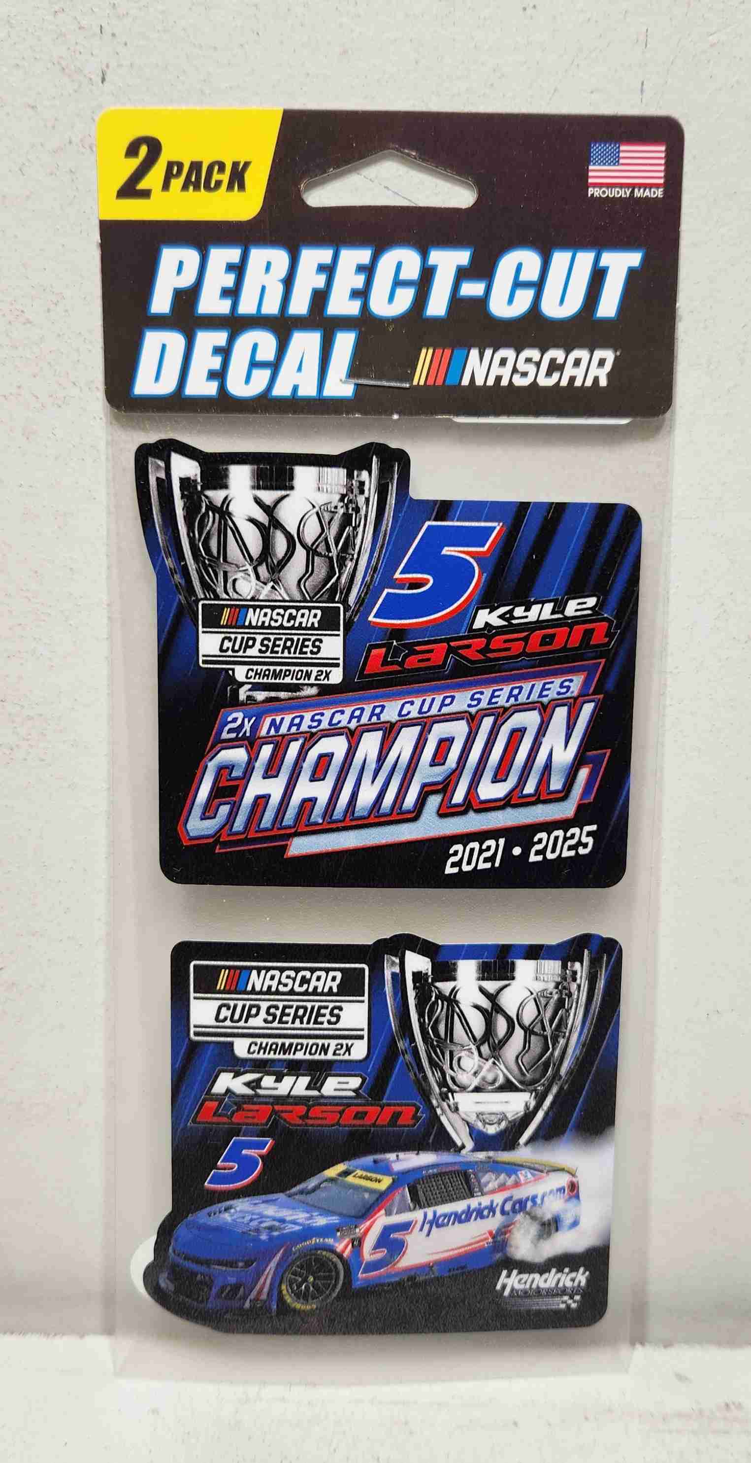 2025 Kyle Larson HendrickCars.com "Nascar Cup Champion" perfick cut decal 2 pack